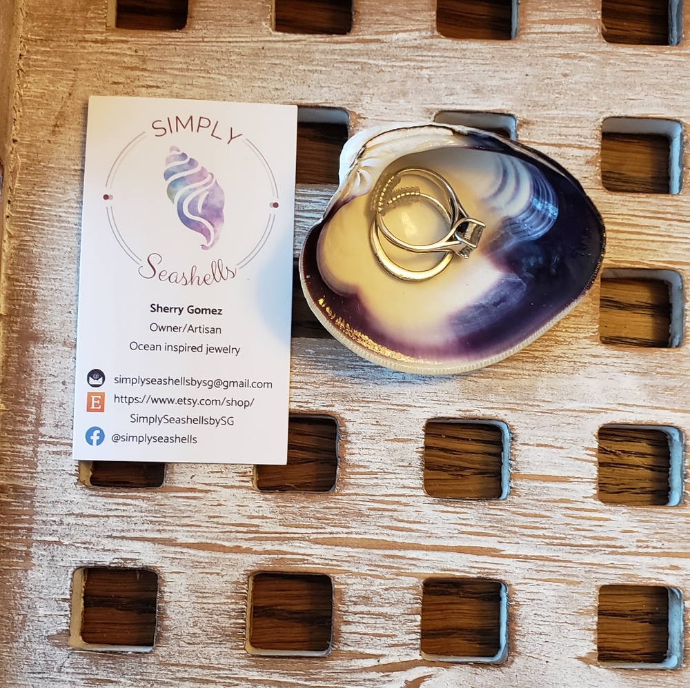 🌊Quahog Wampum Seashell ring dish #8 🐚